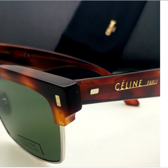 CELINE Sunglasses CL40054U 18N 57-17 Tortoise & Silver Frames Green Glass Lenses main image 5